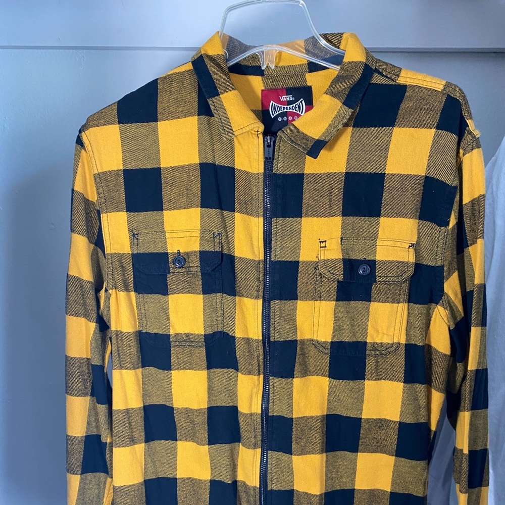 Vans yellow and black checkered shirt